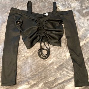 Long sleeve crop top sinch waist